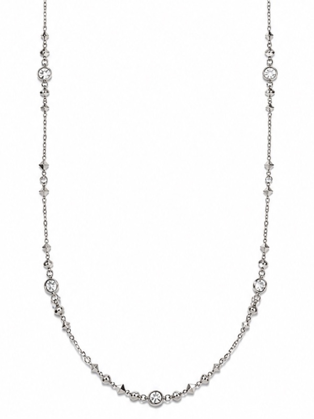 Kendra Scott Silver Tone Crystal Geometric Station Long Adjustable Necklace